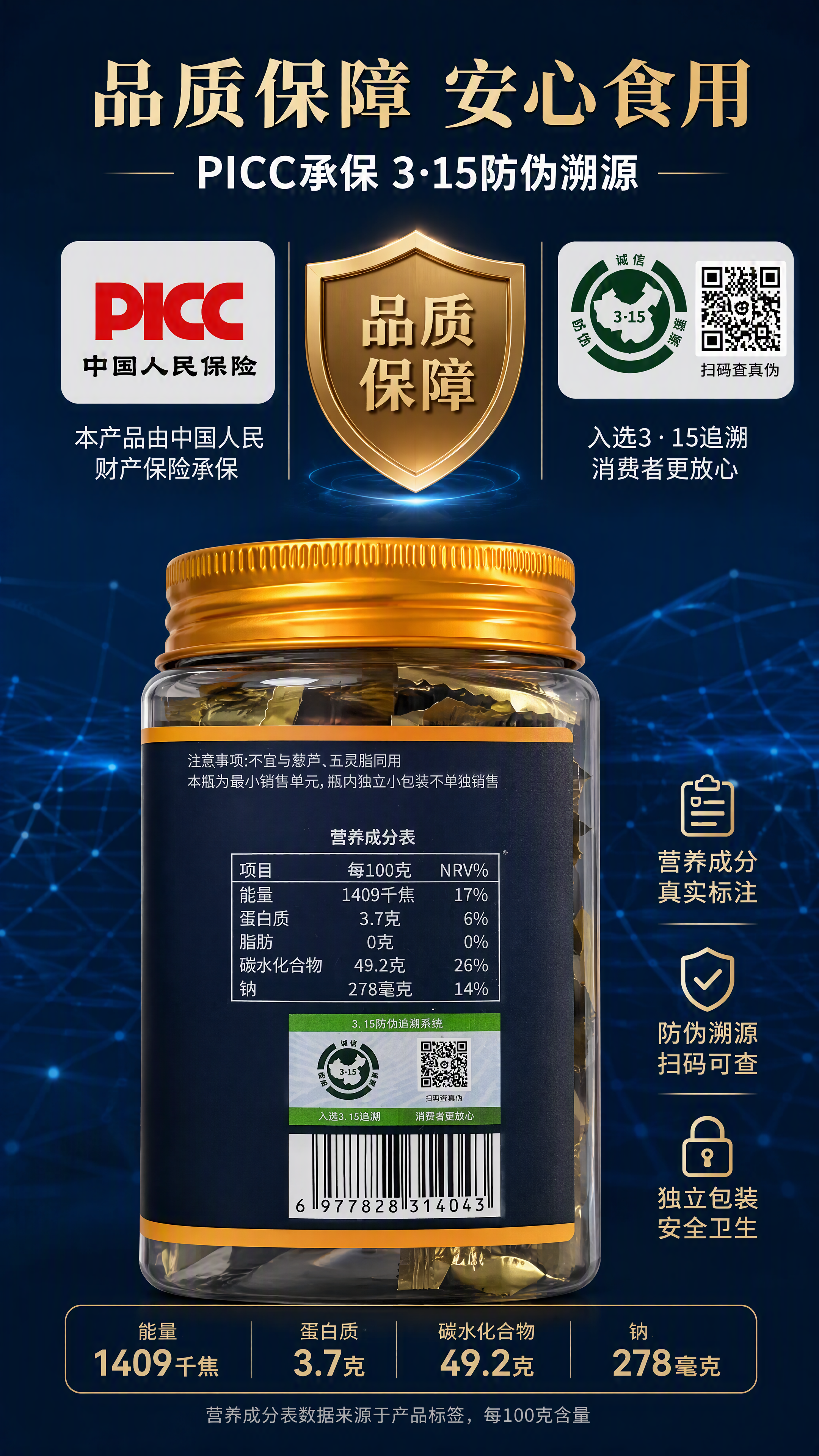 [第5张] 品质信任页-PICC承保与防伪溯源展示。本张使用【… - 图片创意预览