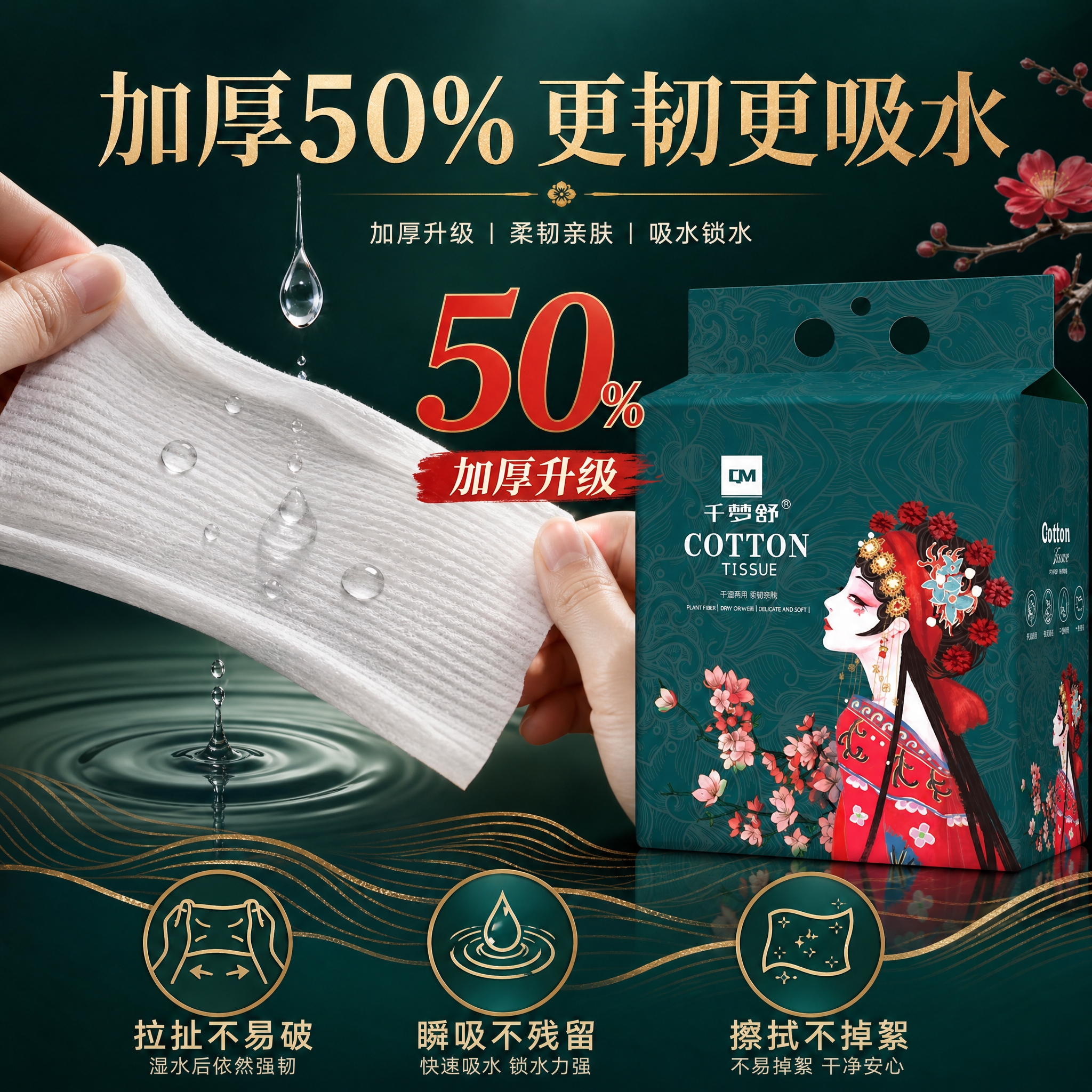 [主图-2] 核心卖点效果证明图，突出加厚不掉絮与强吸水力，用… - 图片创意预览