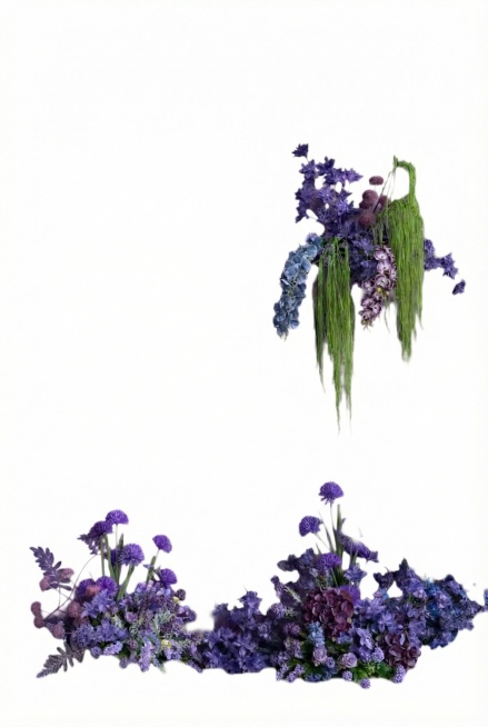 去掉画面中的紫色弧形条，保留所有花卉元素预览效果