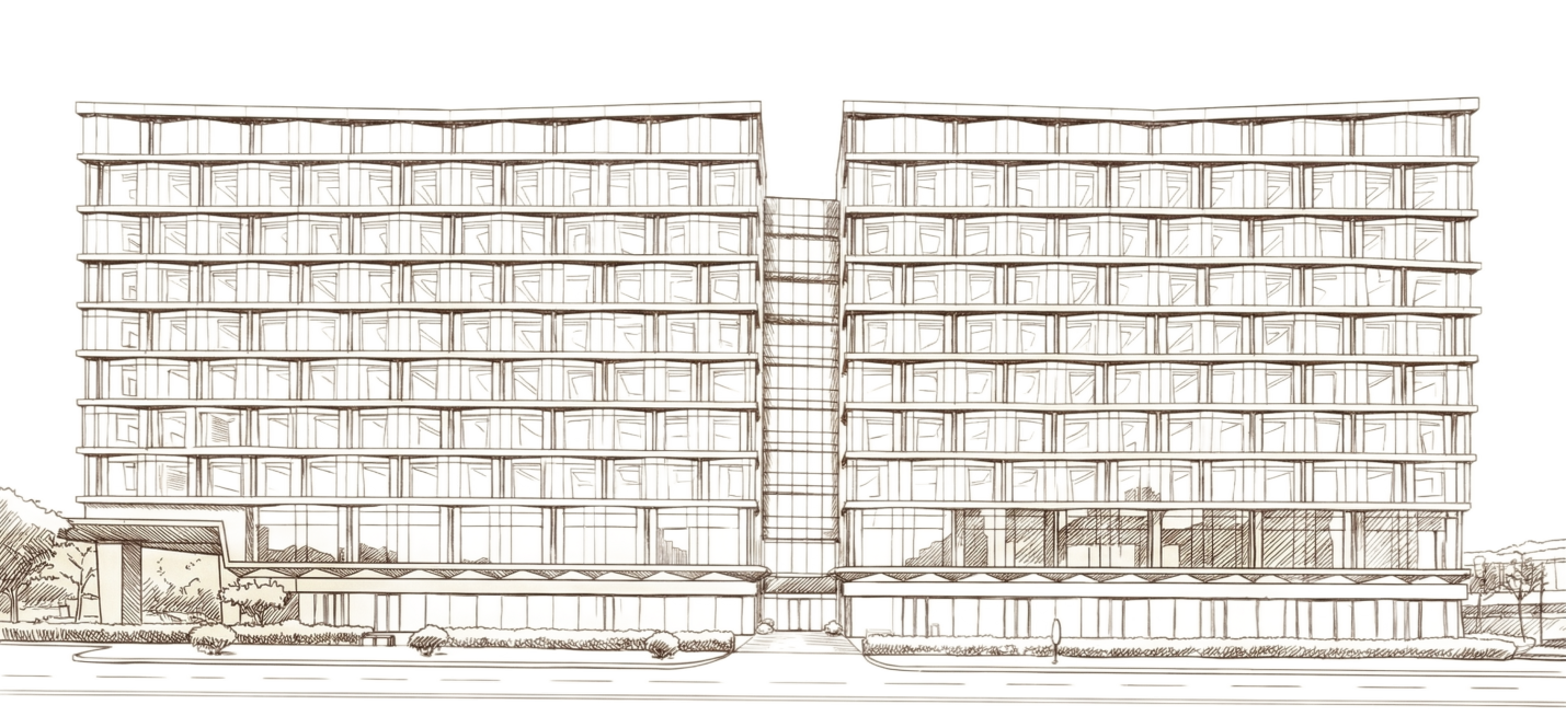 将这张建筑照片转换为棕色线条图，保留建筑结构和轮廓，只使用棕色线条表现，去除原有色彩和实景细节预览效果