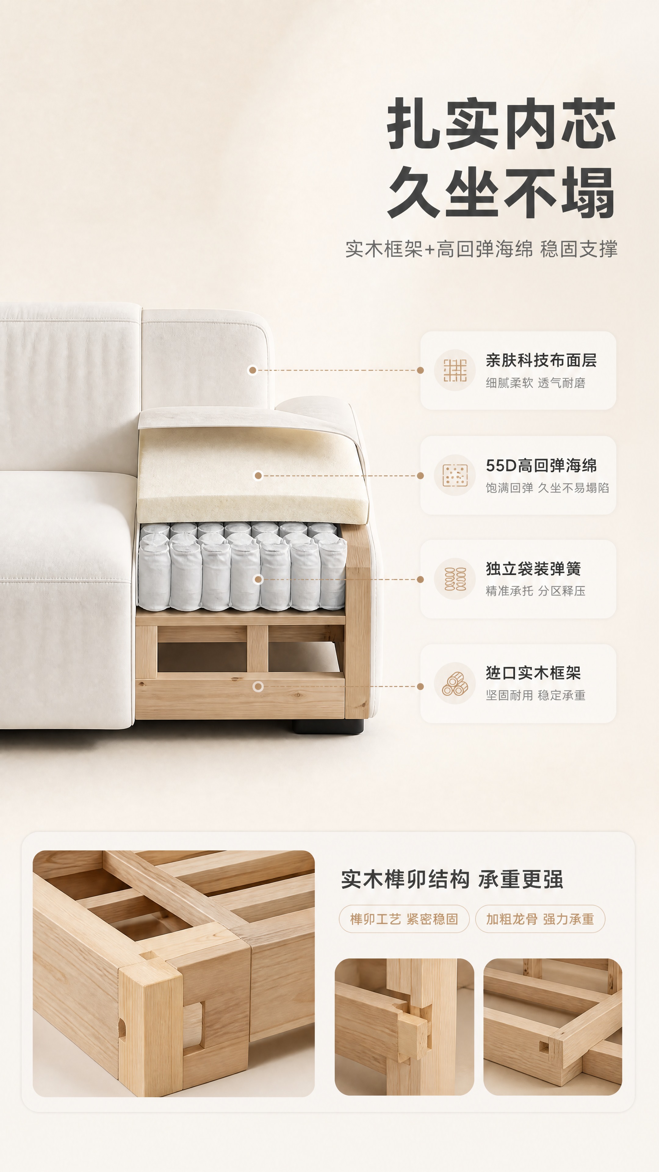 [商品] 使用【图1】奶油白色三人位模块沙发；保留方正模块结构… - 图片创意预览