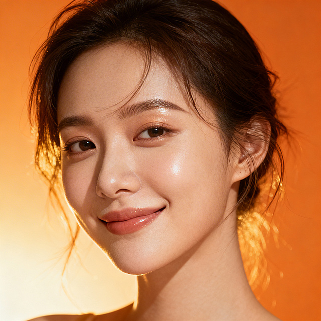 温暖橘色调温柔女性头像，柔和光影，柔美恬静的东方女性面部特写，适合作为抖音头像，整体氛围温暖治愈，橘色背景搭配柔和渐变，画质细腻高清