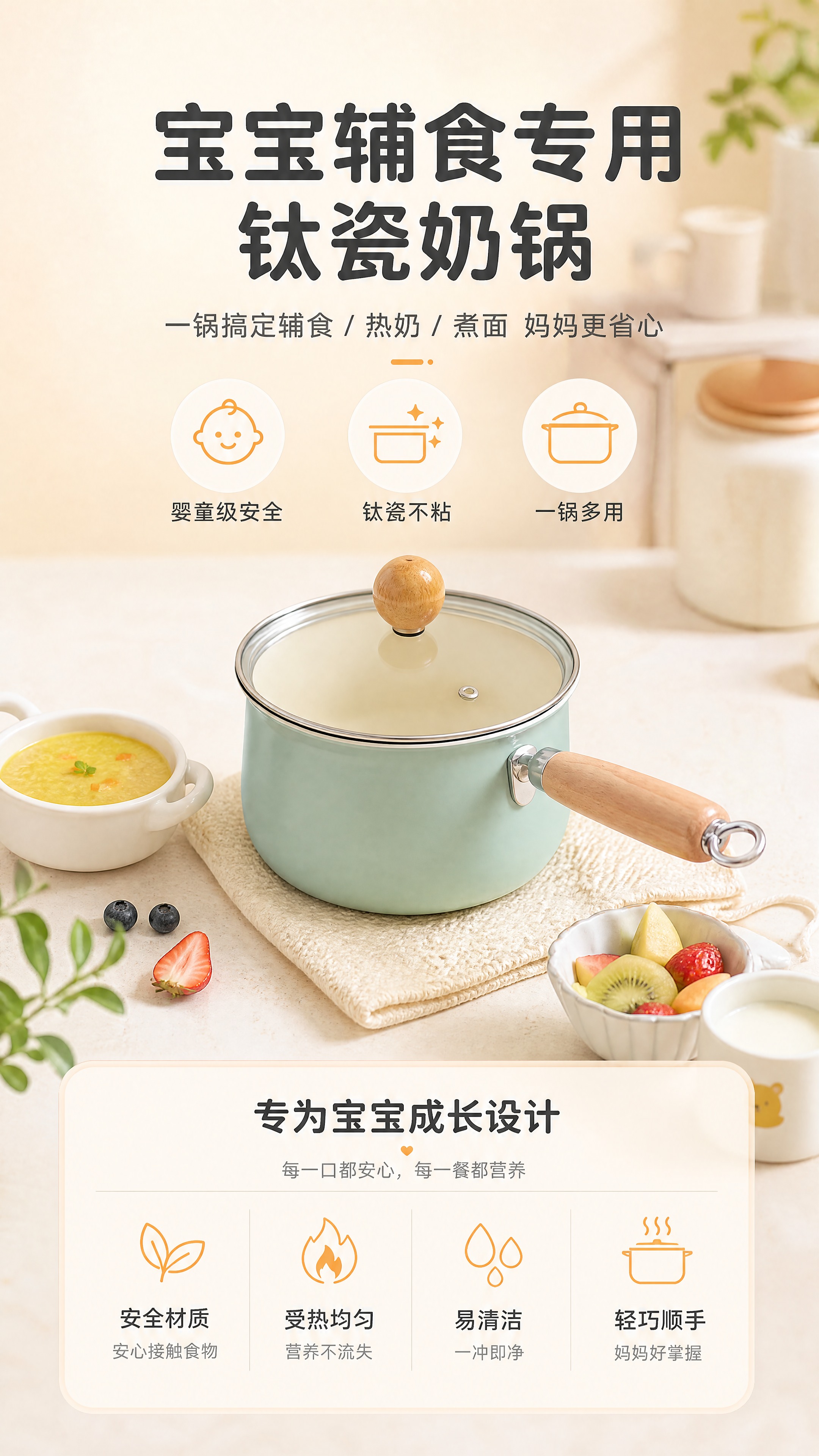 [商品] 使用【图1】【图3】薄荷绿钛瓷奶锅（带木质手柄、透明… - 图片创意预览
