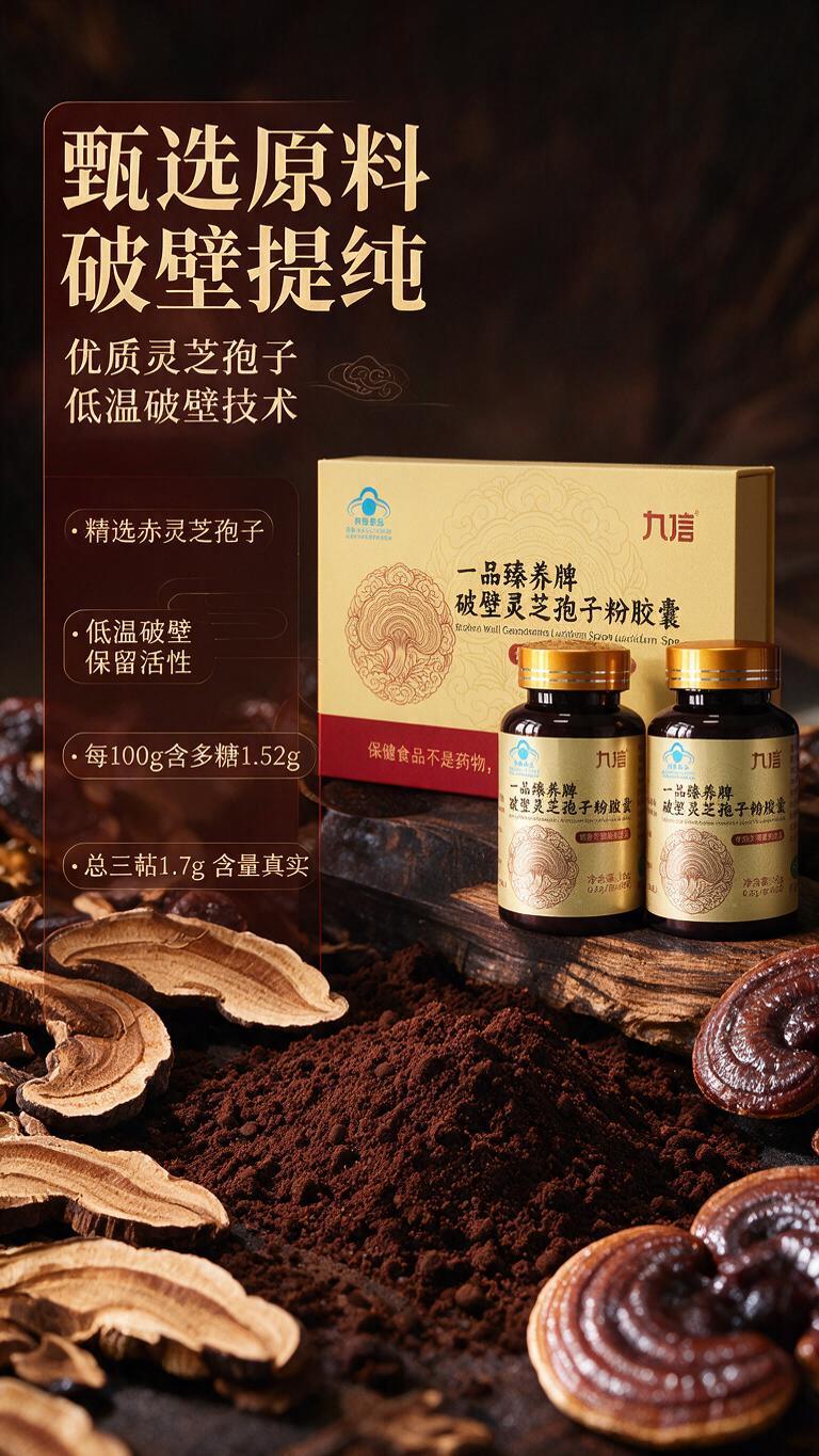 [商品] 使用【图6】九信破壁灵芝孢子粉胶囊礼盒+双瓶组合图；… - 图片创意预览