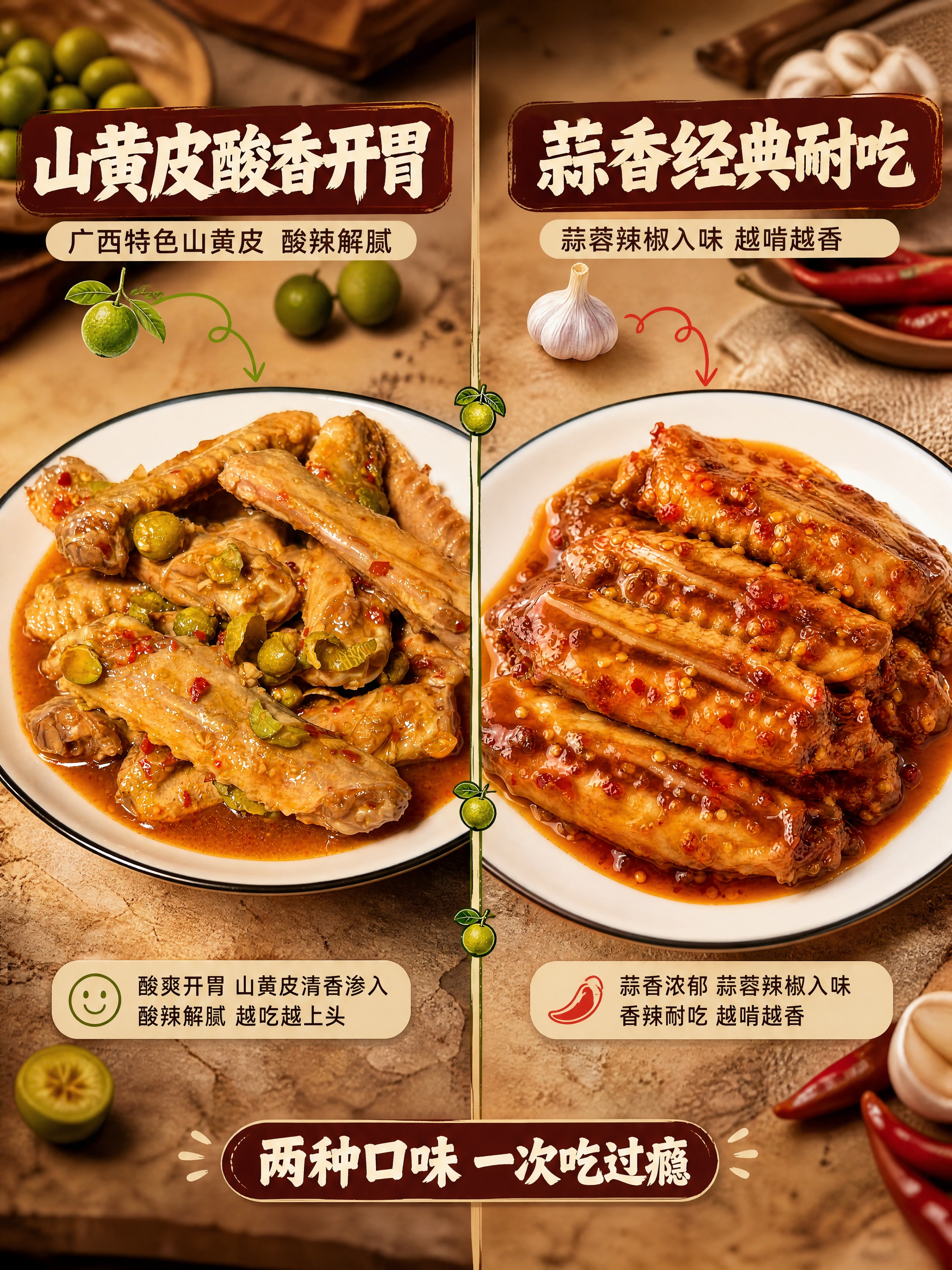 [商品] 使用【图1】山黄皮鸭中翅、【图2】蒜香鸭中翅做左右分… - 图片创意预览