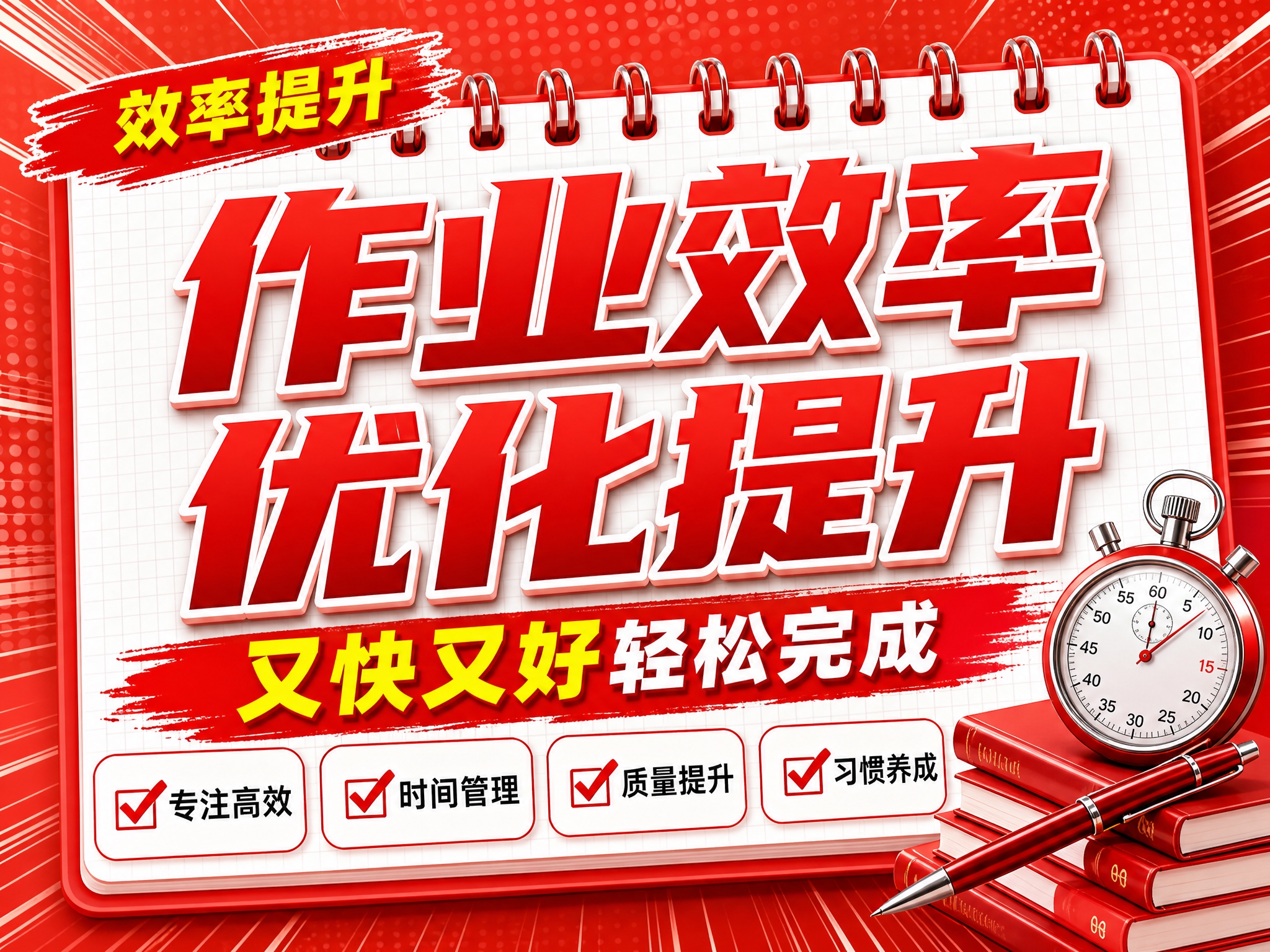 红色商务立体字风格开学季横版海报，红色线圈笔记本构图布局。画面… - 图片创意预览