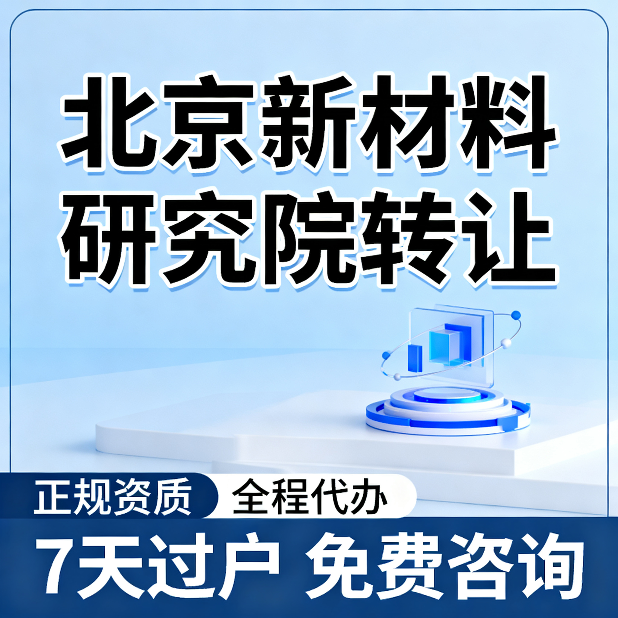 生成北京新材料研究院转让淘宝正方形主图，主标题加粗放大展示，搭… - 图片创意预览
