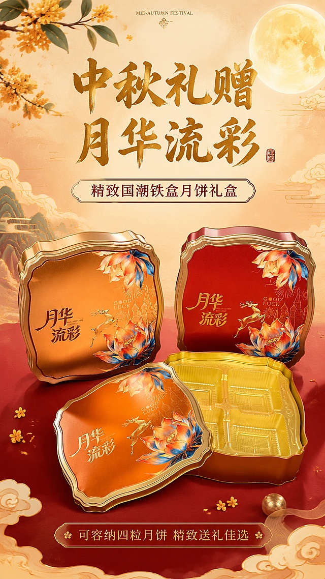 「图片1」淘宝/天猫9:166张
生成详情页，商品是月饼铁盒
