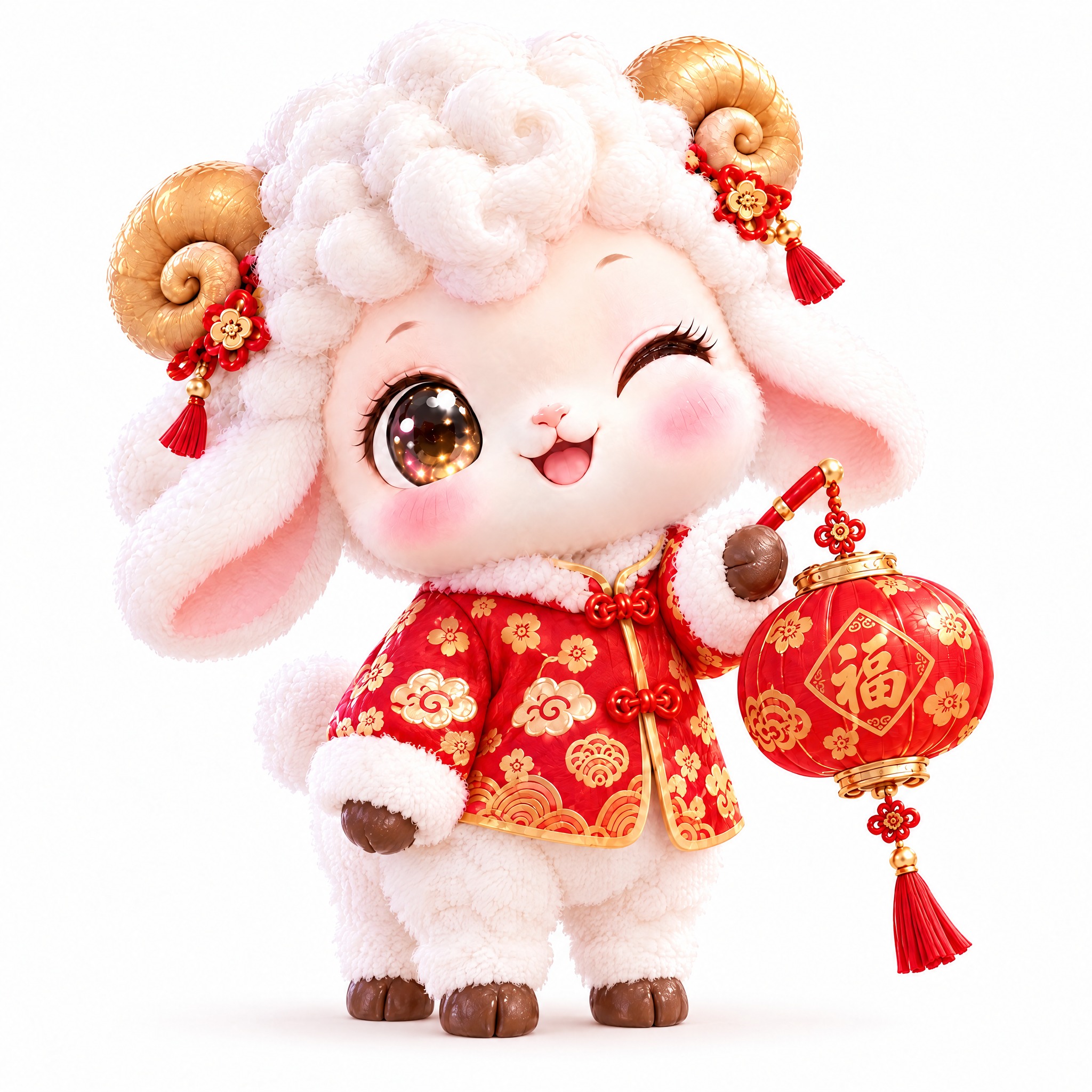 将小羊的蹦跳姿态改为站立姿势，四只脚稳稳站在地面上，身体端正，… - 图片创意预览