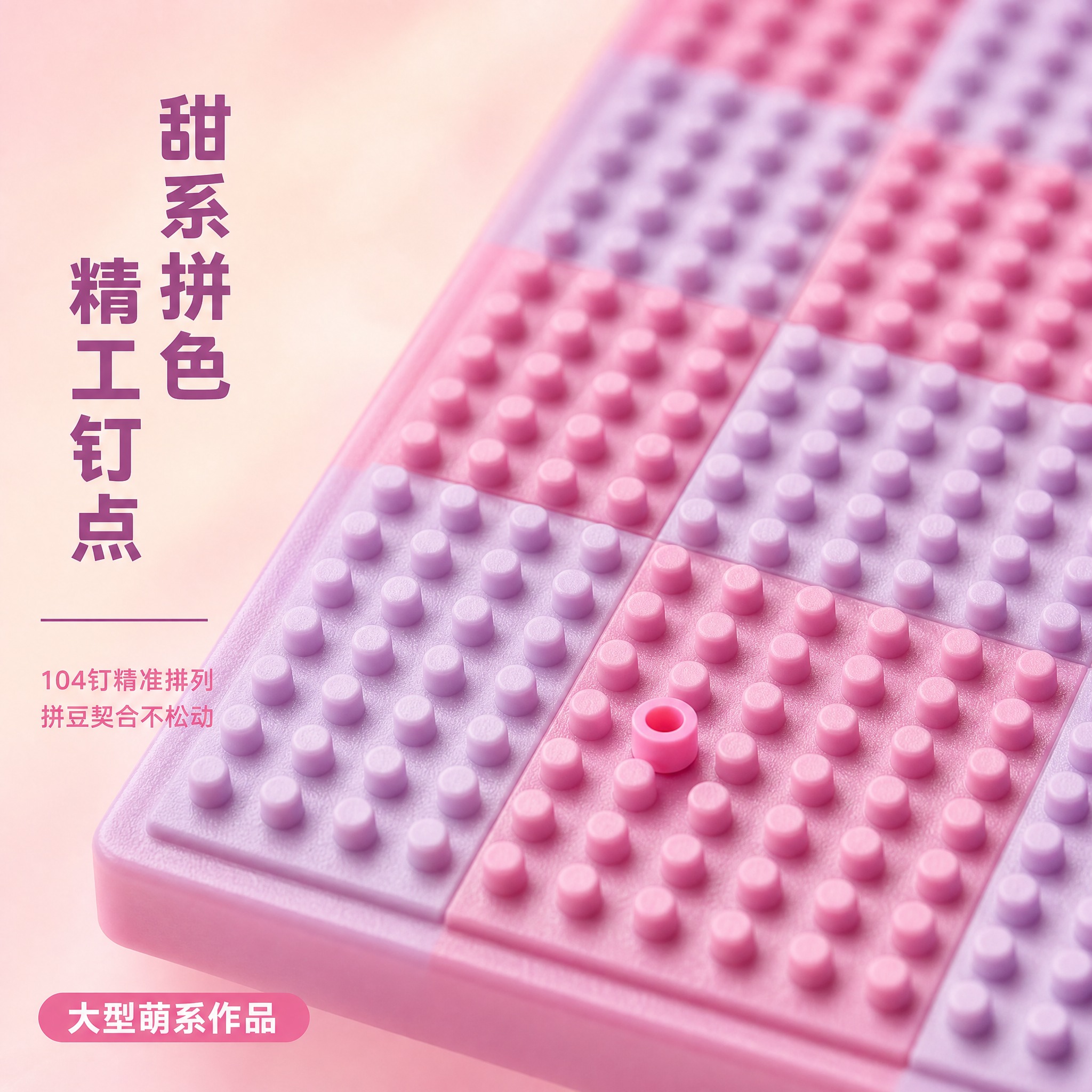 [主图-3] 材质细节 甜系拼色与钉点精度展示 [统一基调]… - 图片创意预览