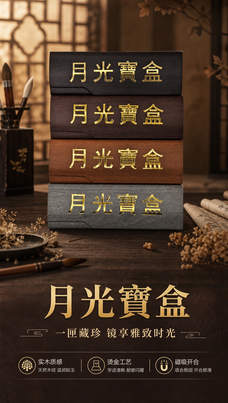 [商品] 使用【图1】四色木质眼镜盒全家福（自上而下：深黑胡桃… - 图片创意预览