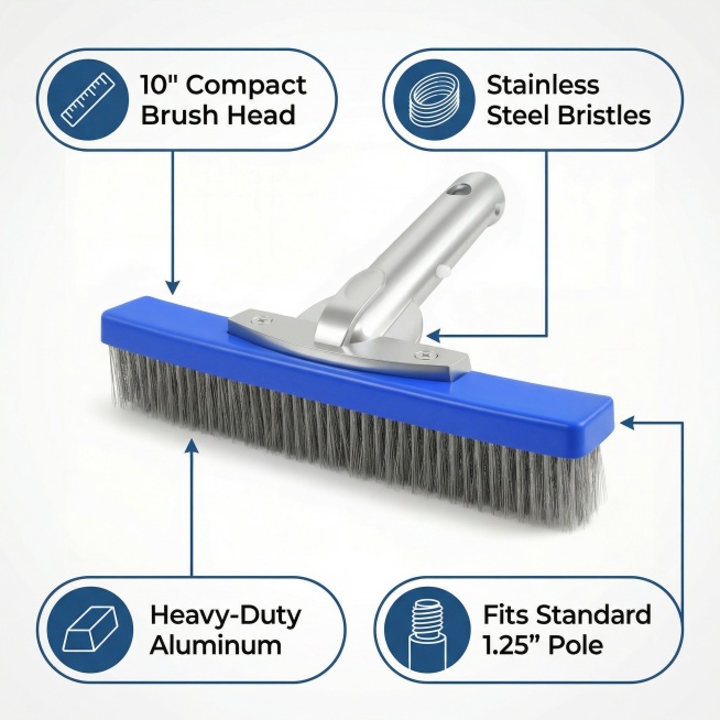 Cleaning detail brush with four core selling points. Product is placed in the center of the画面, aroun预览效果