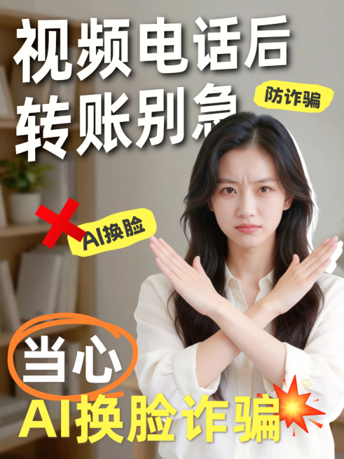 AI换脸反诈宣传分享大字人像吸睛小红书封面预览效果