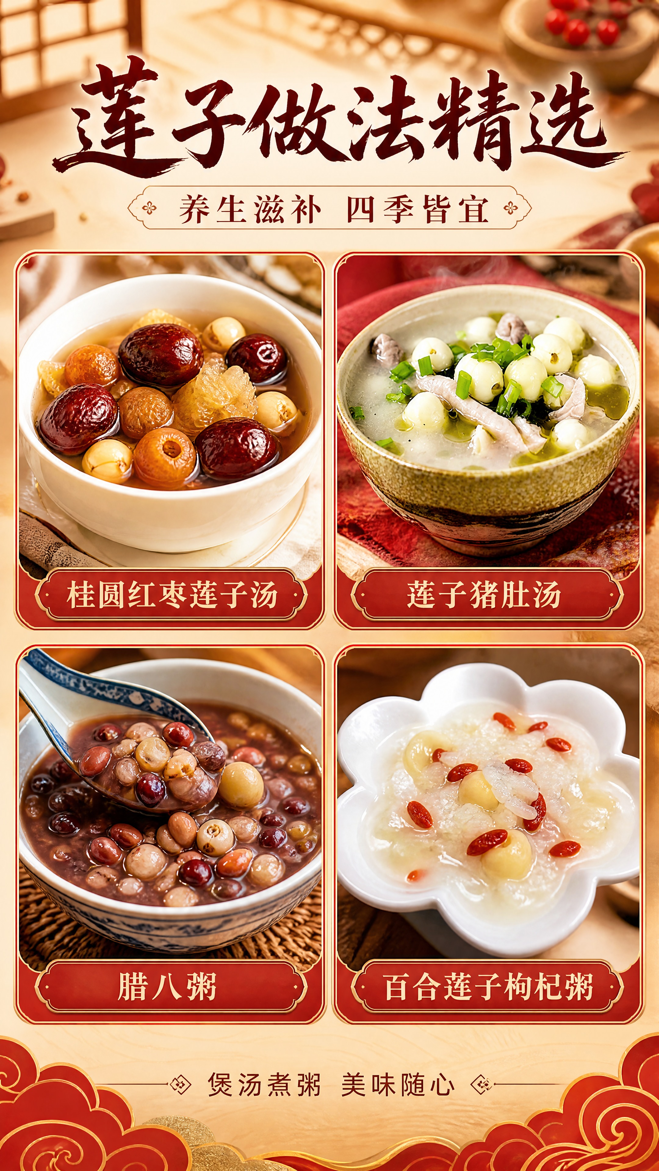 [商品] 使用【图1】莲子做法精选四宫格；保留各菜品的真实形态… - 图片创意预览