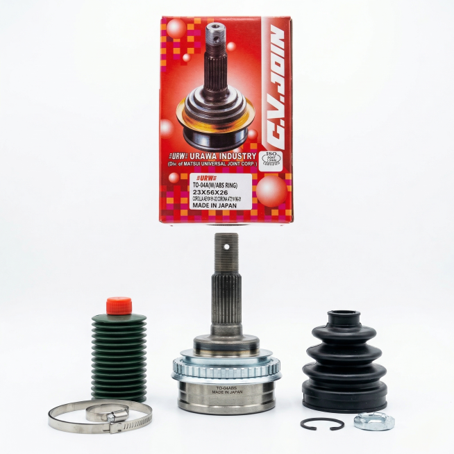 对这张汽车配件产品图进行优化调整：1.摆正产品和包装盒，使所有边缘水平垂直对齐，将所有配件摆放整齐，产品按黄金比例居中构图；2.更换背景为纯净纯白色，去除原棕色背景和包装纸水印；3.提升整体亮度至明亮预览效果