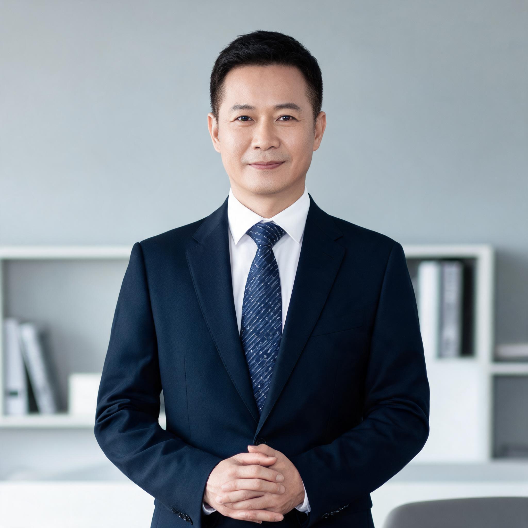 专业商务摄影图，一位中年男性经理，商务人士形象，穿着合身的深色… - 图片创意预览