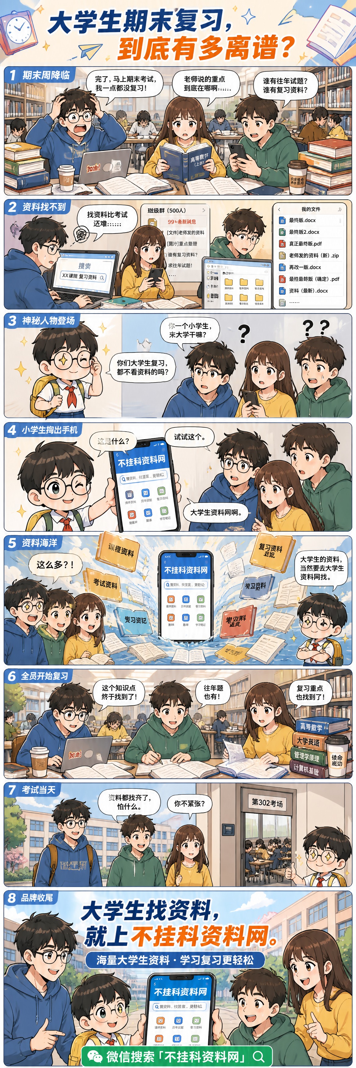 一张超长竖版校园条漫宣传海报，比例约1:4，从上到下由8个连续… - 图片创意预览