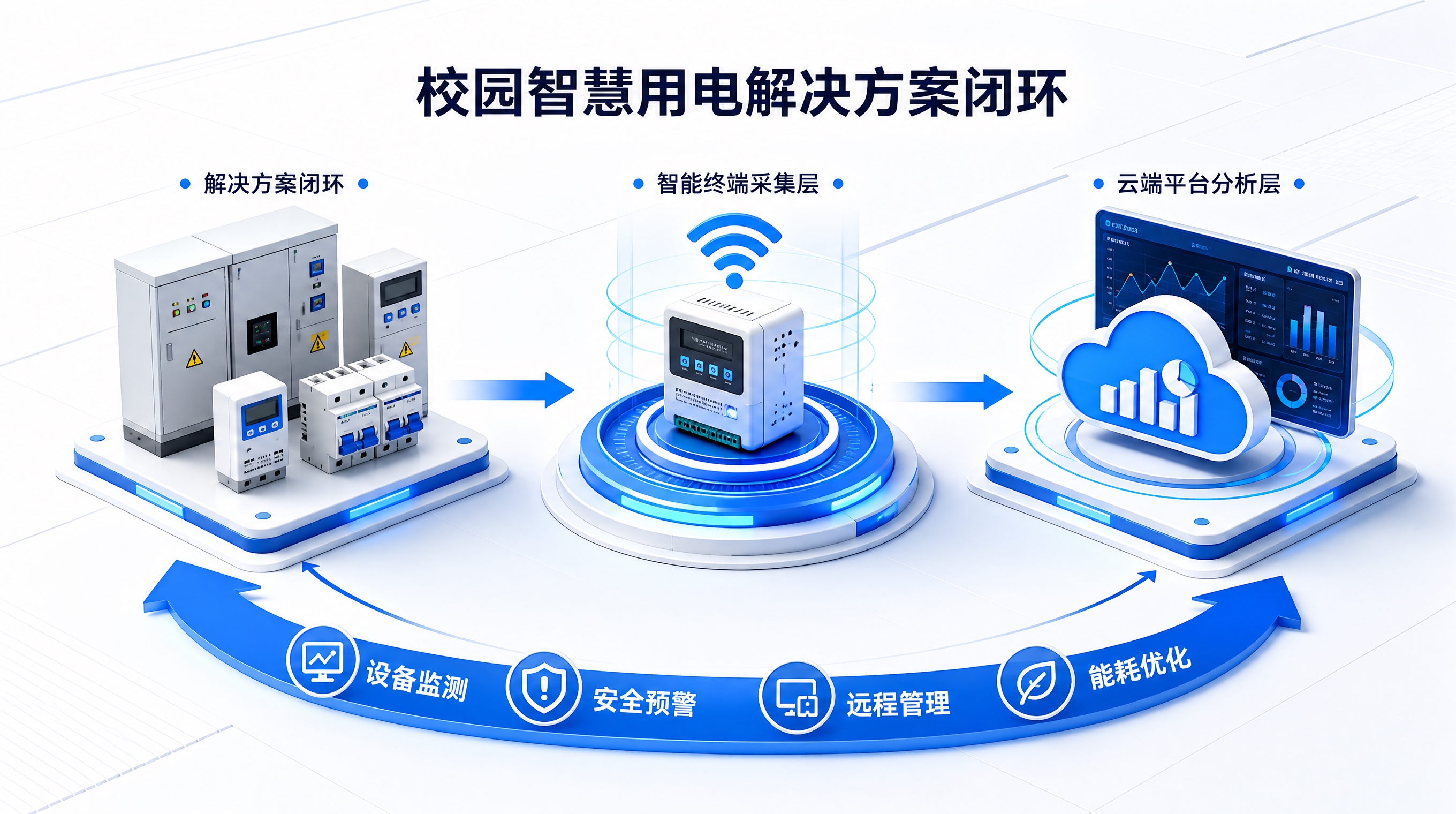 参考图的构图和风格，生成一张同类型的智慧用电解决方案闭环架构图… - 图片创意预览