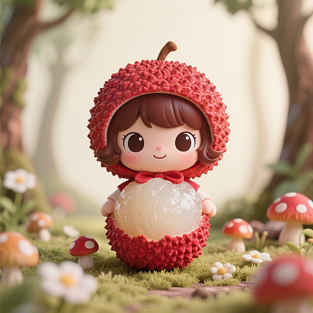 买荔枝的小女孩，荔枝壳化作小红帽~ 有可爱的水果还有通话~