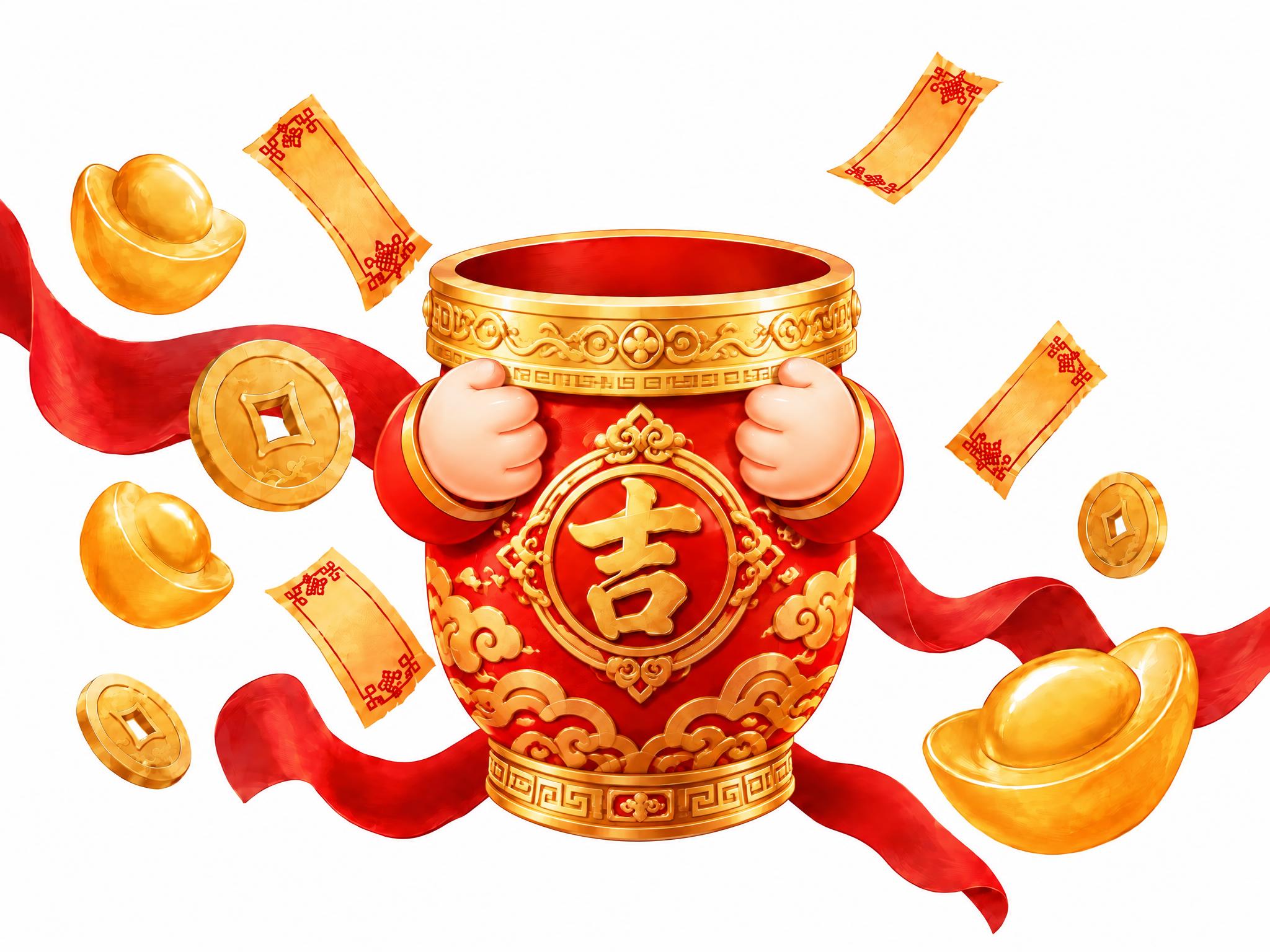 在参考图基础上修改：更换红色签桶的款式，改为更精致的国潮风格桶… - 图片创意预览