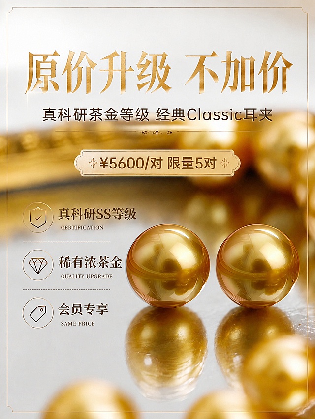 在原图基础上，将顶部大标题“升级浓茶金珠”修改为“原价升级 不加价”，字体风格和金色质感保持和原图一致，其他内容和画面风格保持不变。