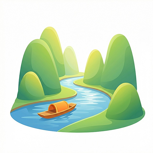 帮我参照这个风格，以桂林山水为基础，重绘一个桂林山水的插图icon，另外再帮我参照这个风格，画一个警示灯的插图icon