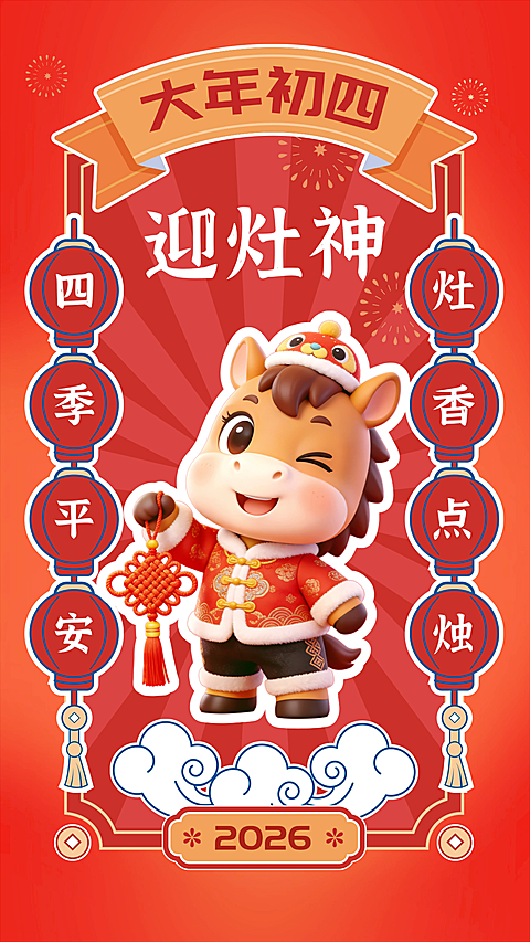 春节节日祝福通用喜庆感手机海报