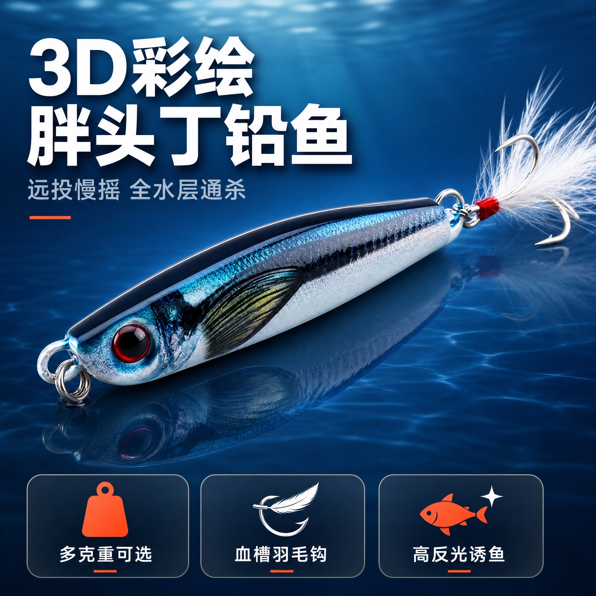 [主图-1] 首图点击率 3D彩绘胖头丁铅鱼路亚饵主视觉展示… - 图片创意预览
