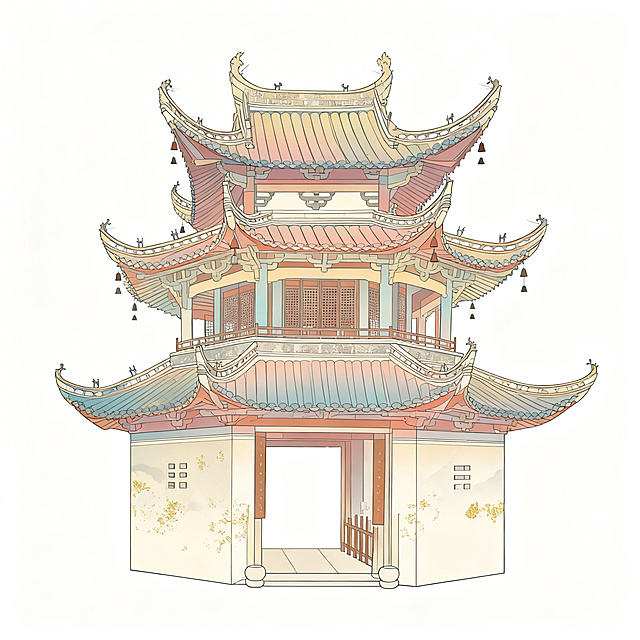将图片转换为新中式古风插画风格