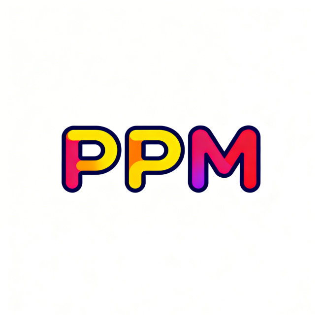 公司logo，名称“PPM”，创意广告和Marketing公司，线条厚实圆润，色彩鲜明活泼，适合中小企业，简洁易识别，无复杂背景预览效果