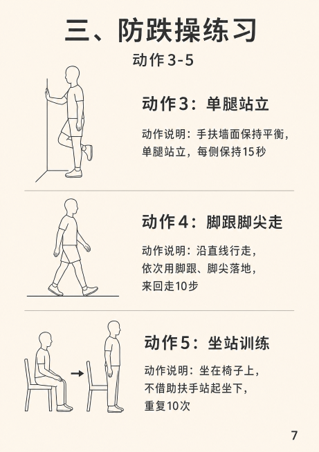 请生成一份《老年人防跌倒完全手册》PDF文件，要求可以直接在拼多多上架销售。内容必须包括以下所有章节，每页配至少一张相关图片或图标。最后加免责声明。

【文件规格】
- 页数：12-15页
- 尺寸：预览效果