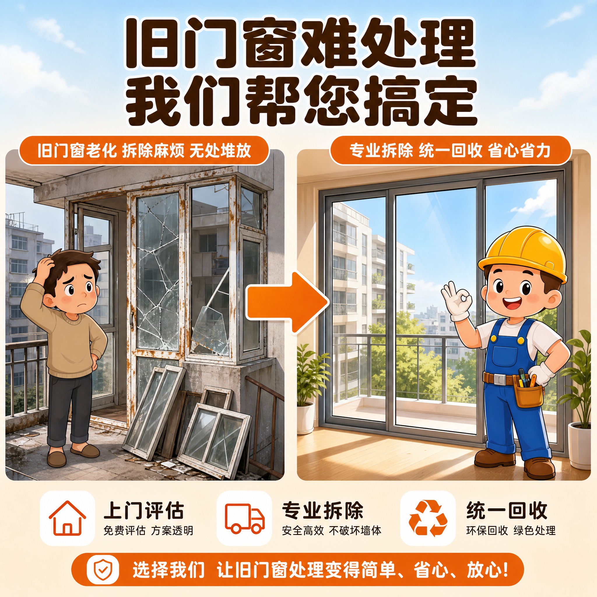[主图-2] 门窗拆除与回收上门服务 痛点与目标场景 [统一基… - 图片创意预览