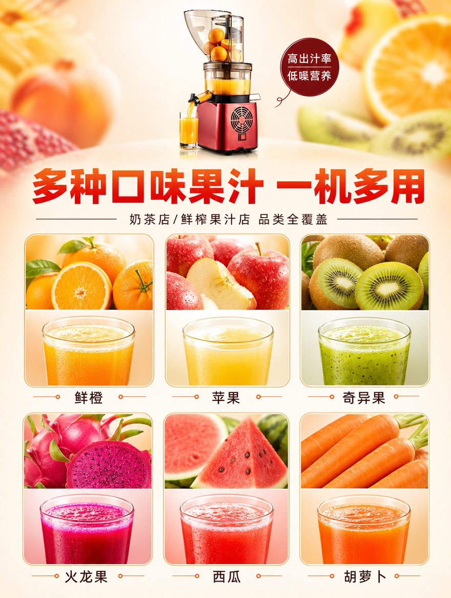 [商品] 使用【图1】商用原汁榨汁机缩小展示于页面顶部中央，酒… - 图片创意预览