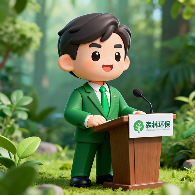 绿色系3D卡通提倡者