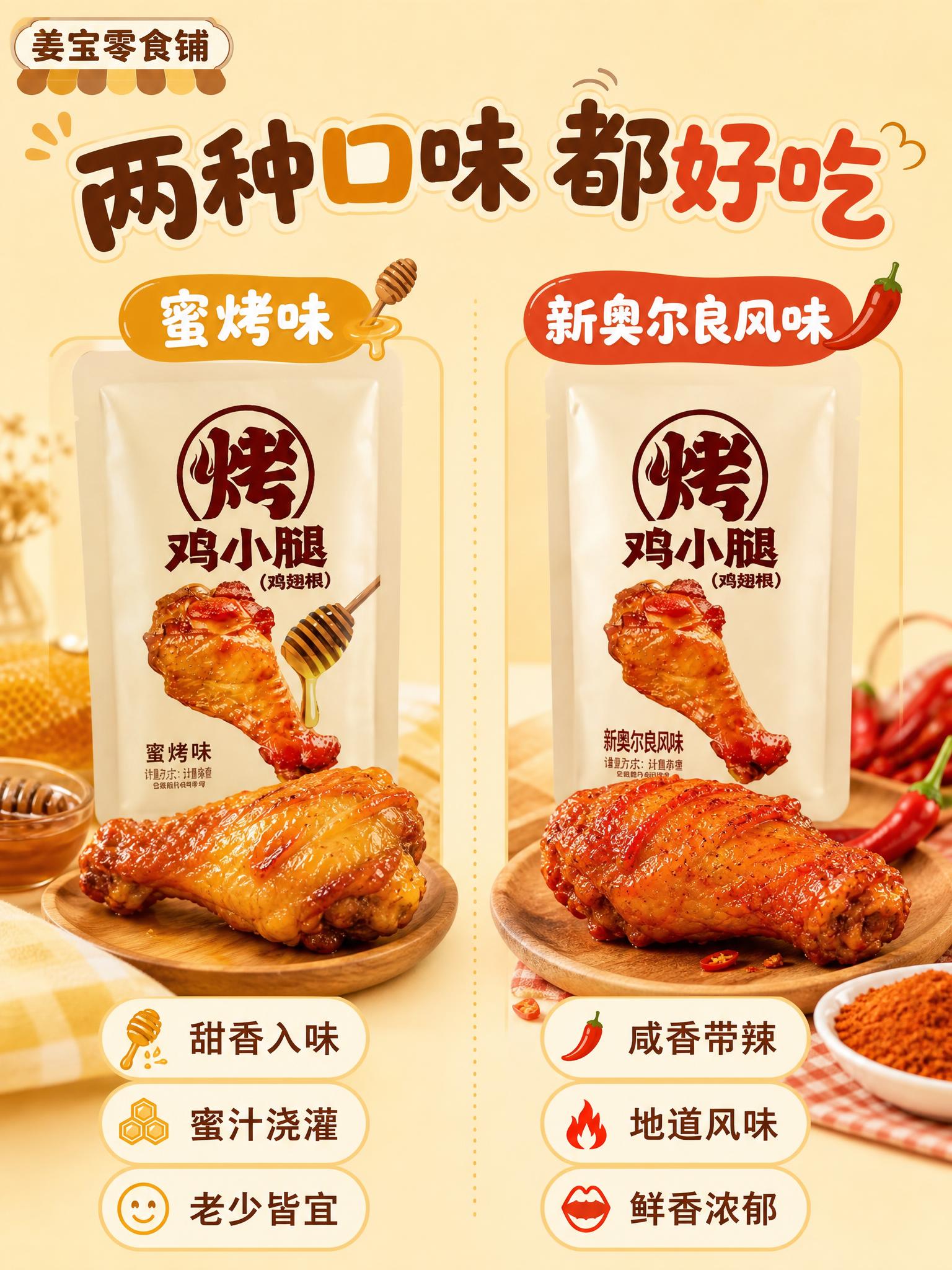 [淘宝-姜宝零食铺-详情图5] 双口味对比，暖棕调亲切风格。姜… - 图片创意预览