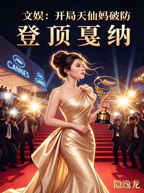 修改小说封面字体，仅做以下调整：第二行文字“登顶戛纳”字号减小20%，字间距增加15%；右下角文字“隐逸龙”字号减小30%，颜色比原来浅一度，其它内容和元素全部保留不变。图片最终比例必须为3:4。预览效果