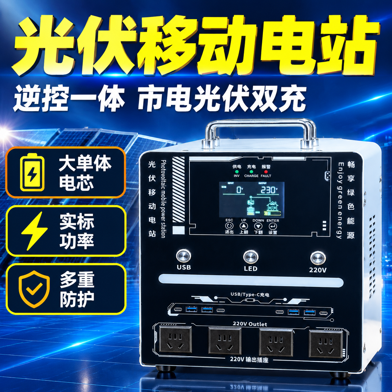 [主图-1] 主题：光伏移动电站 首图商品识别+核心利益大字冲… - 图片创意预览