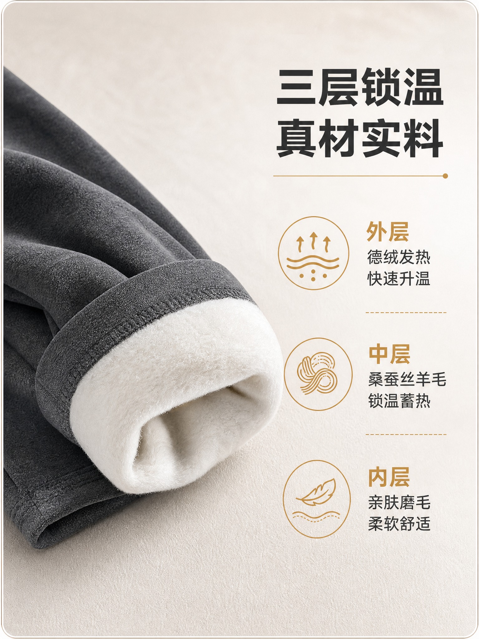 [主图-2] 材质功能展示图，主题：展示桑蚕丝羊毛填充材质与德… - 图片创意预览