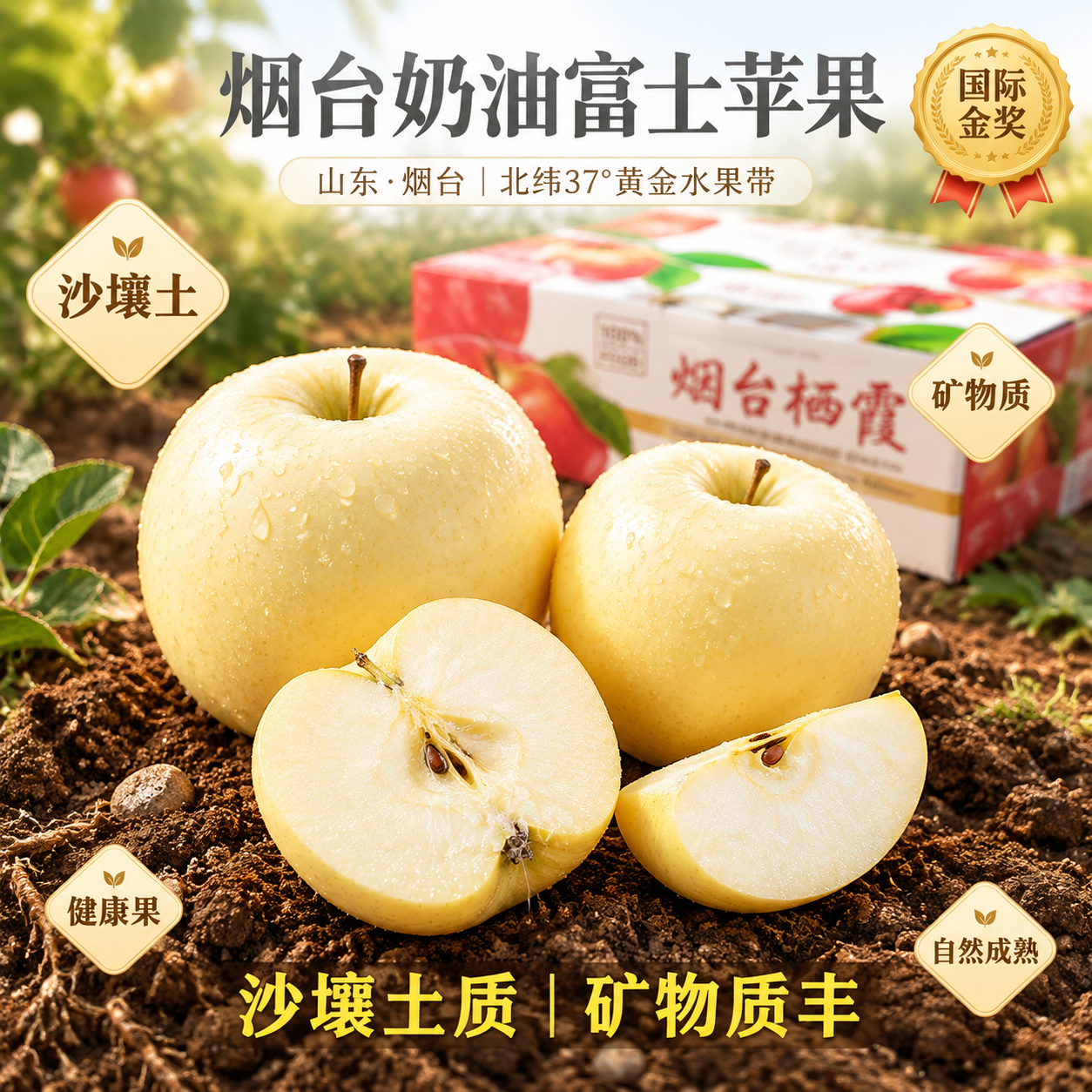 京东电商主图，800×800像素，1:1比例。背景为山东烟台栖… - 图片创意预览