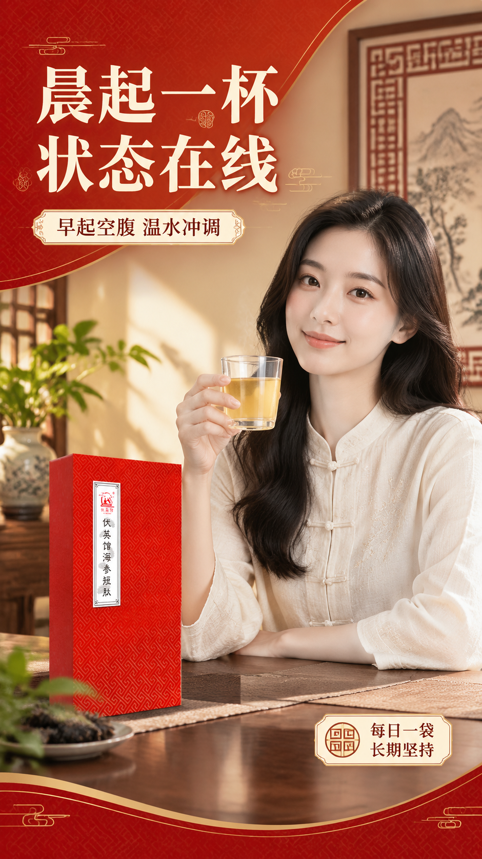[商品] 使用【图1】伏英馆海参短肽红色包装盒：完整保留盒型、… - 图片创意预览