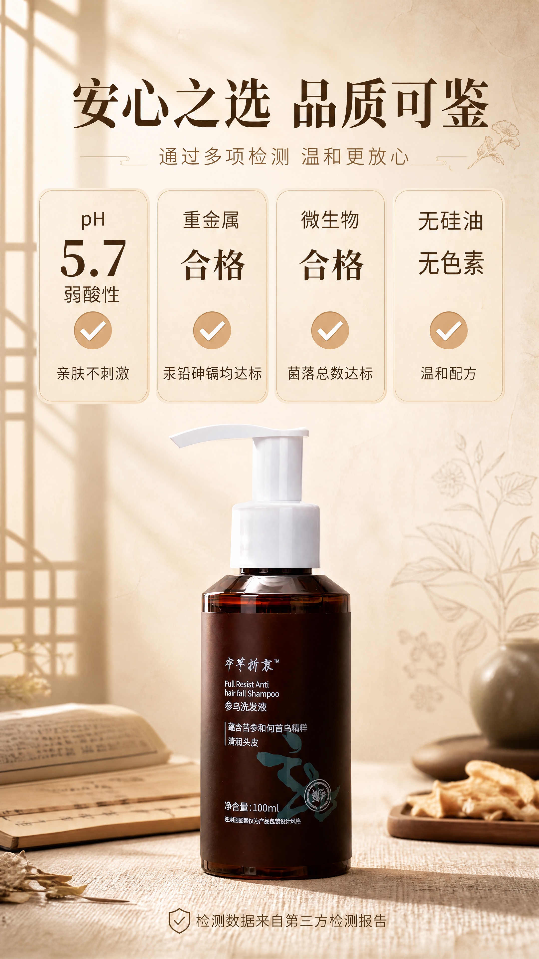 [商品] 使用【图2】本草折衷参乌洗发液；保留茶棕瓶身、白色泵… - 图片创意预览