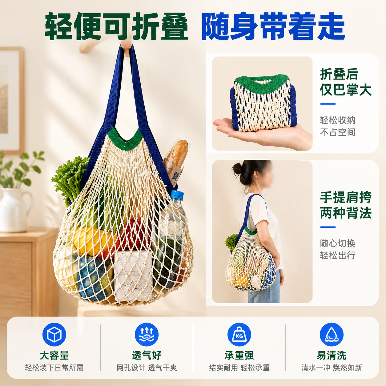 [主图-5] 产品特点总结与使用方式 可折叠便携 手提肩挎两用… - 图片创意预览