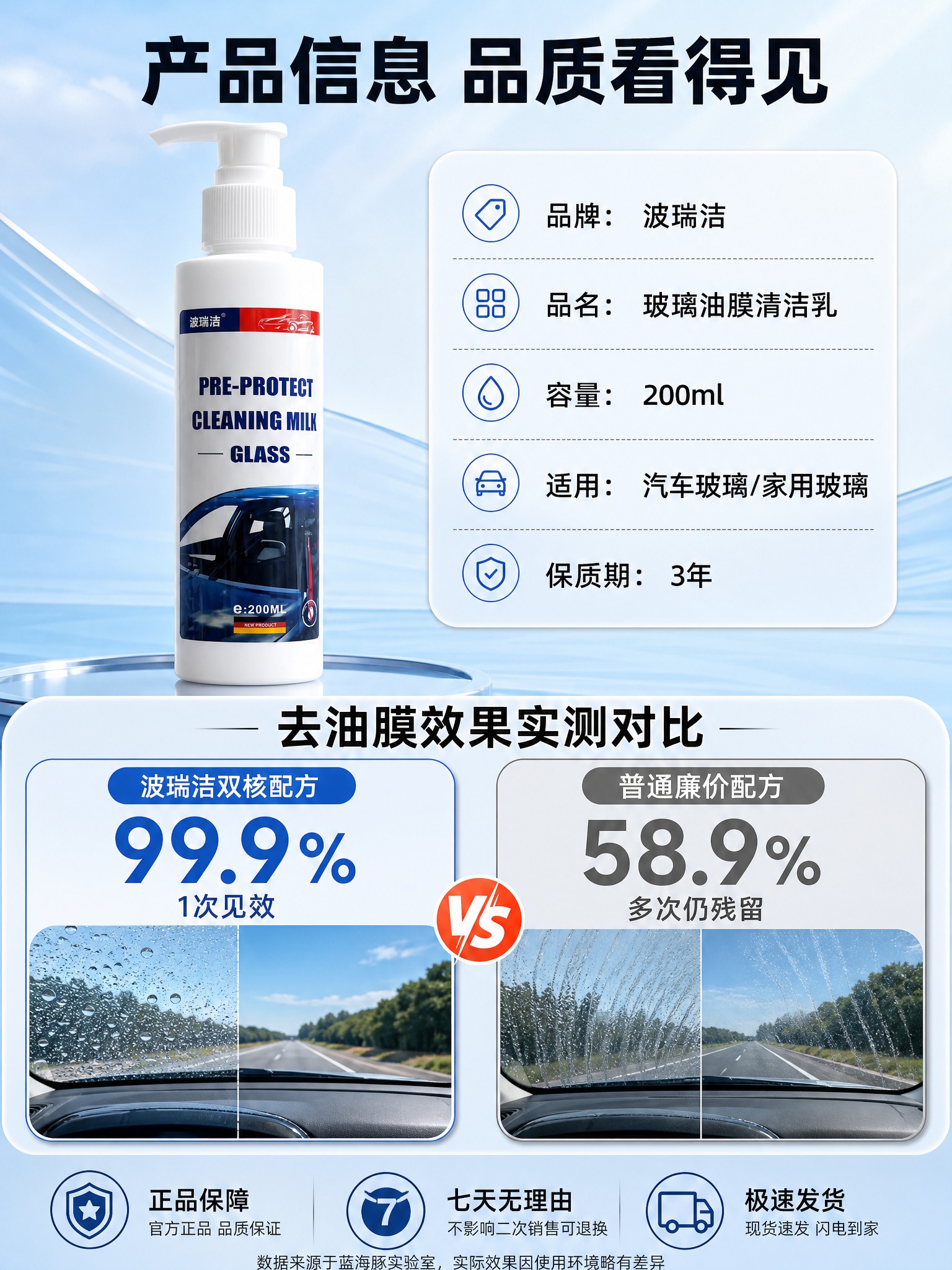 [商品] 使用【图1】波瑞洁200ml按压瓶装玻璃油膜清洁乳；… - 图片创意预览