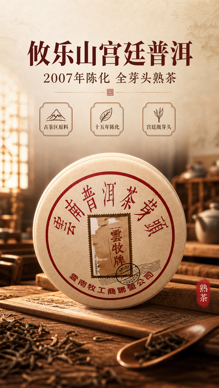 [商品] 使用【图1】云南普洱茶芽头云牧牌茶罐；保留圆形茶罐结… - 图片创意预览