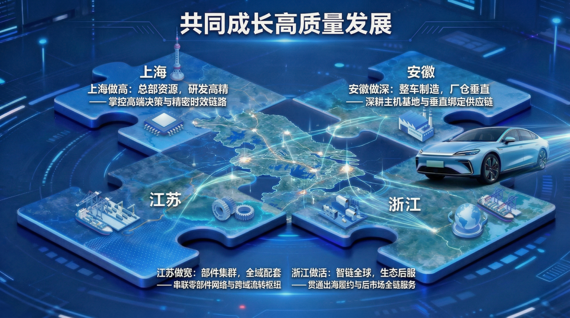 基于原图修改，在上海拼图旁补上省份名称"上海"，安徽、江苏、浙江拼图旁也标注对应省份名称，将江苏、浙江的完整定位文字移动到对应省份拼图旁边排版整齐，去掉新能源汽车的牌照文字，保持其他内容和布局不变，保预览效果