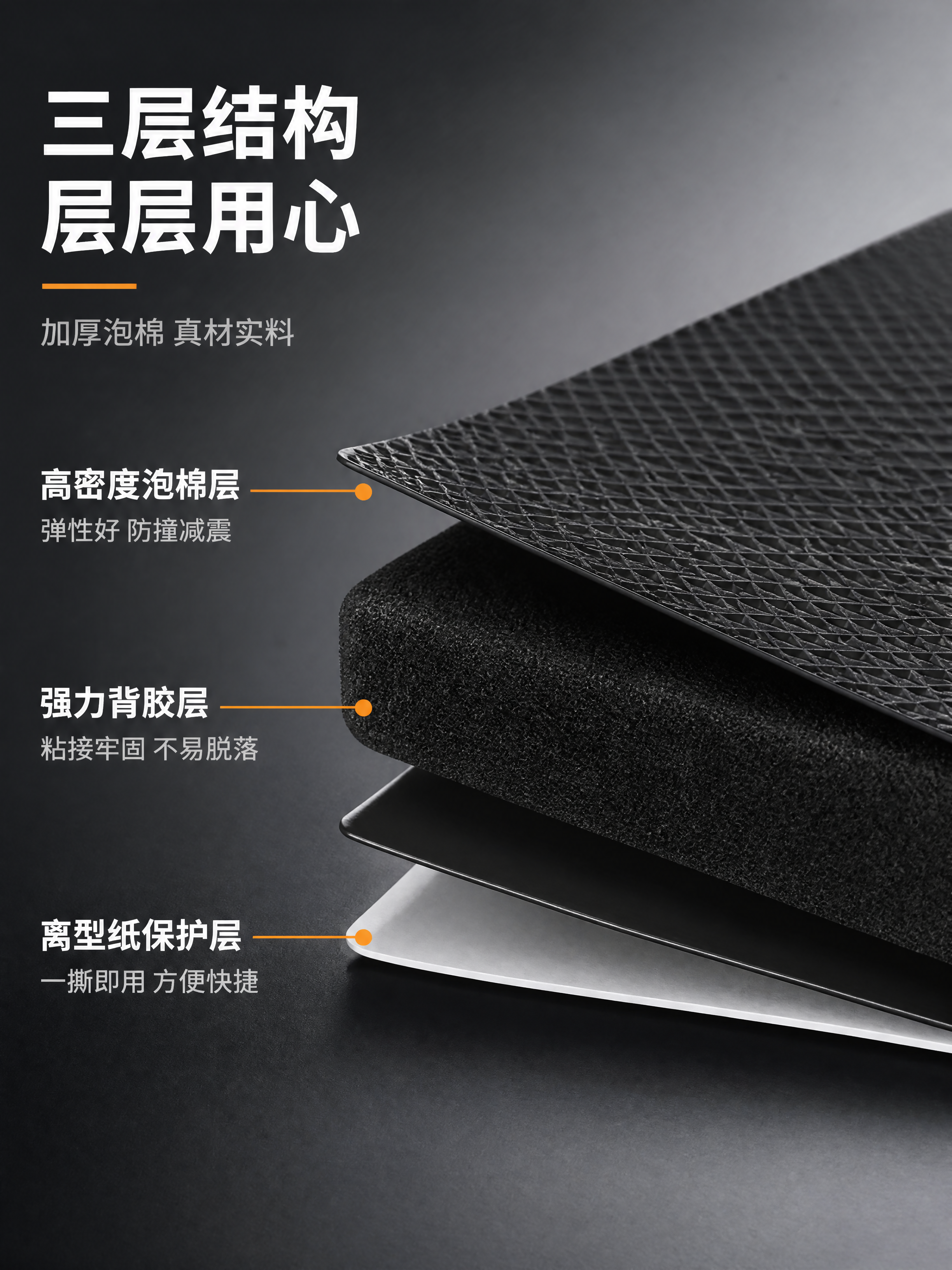 [第4张] 详情页结构材质-黑色泡棉双面胶分层结构解析。本张使… - 图片创意预览