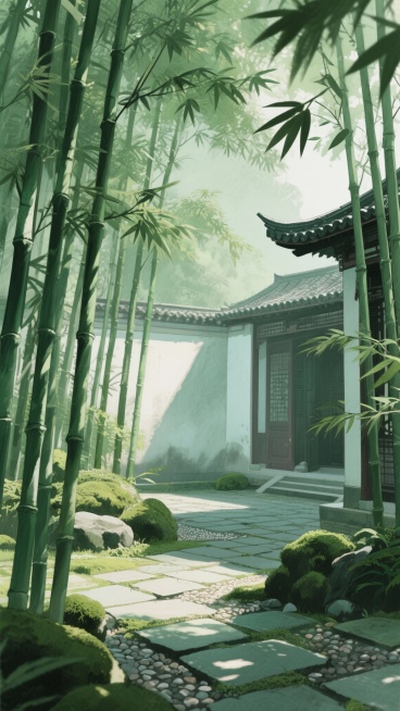 古风，绿色，庭院，江南竹林，不要人，二次元，细节丰富，生成10张预览效果