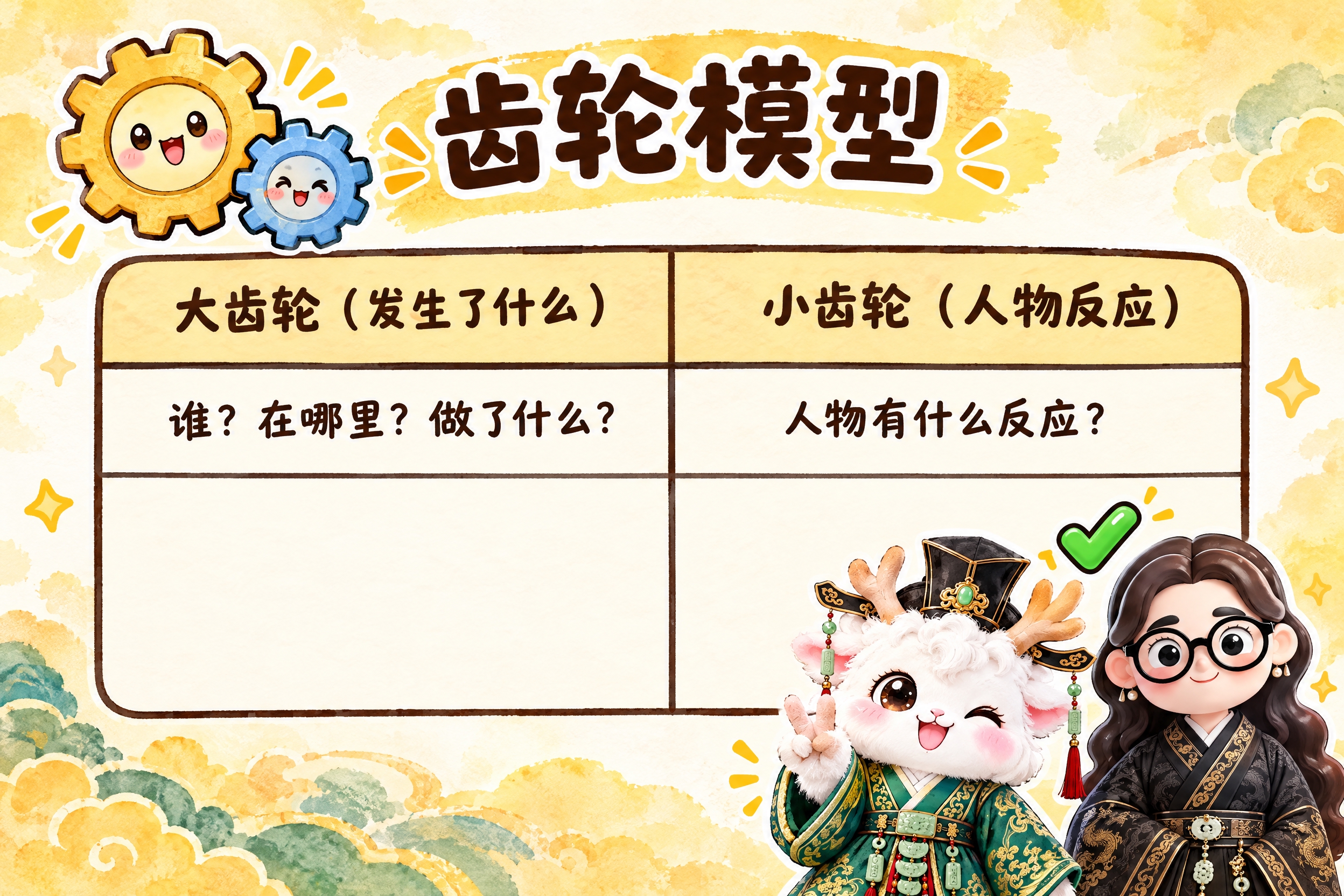 横版6寸比例的知识卡片设计，标题为"齿轮模型"，画面中央是一个… - 图片创意预览