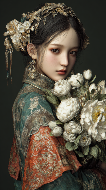 你是一个游戏ip设计专家，请你设计一个人物的cg形象，李雨璇	班花	成熟、丰满、受关注	，为中式3D风格，笔触纹理清晰，色彩丰富且和谐，cg动画充满故事感，插画，新三维古风，人物摄影，真人写真，写实风预览效果