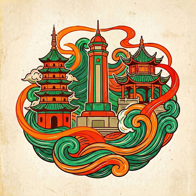 将图中左边建筑与中间建筑对换位置